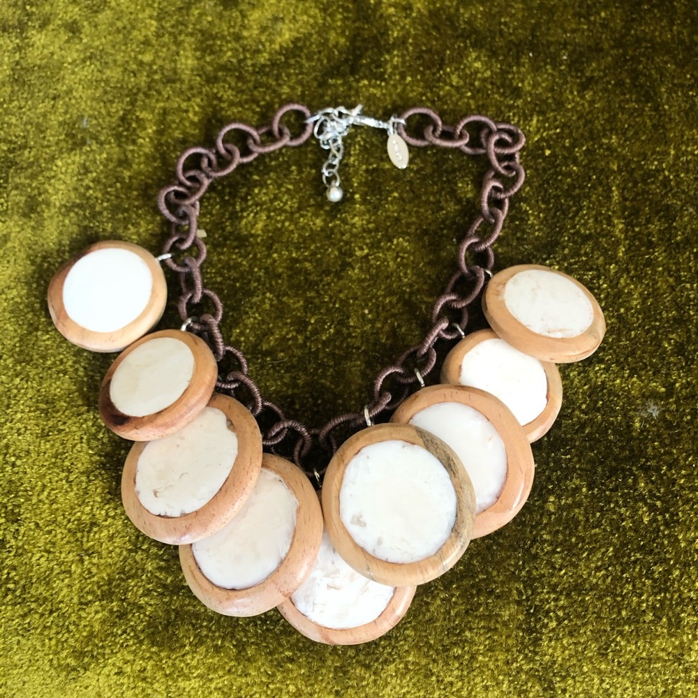 Chico’s Resin and Wood Disk Necklace